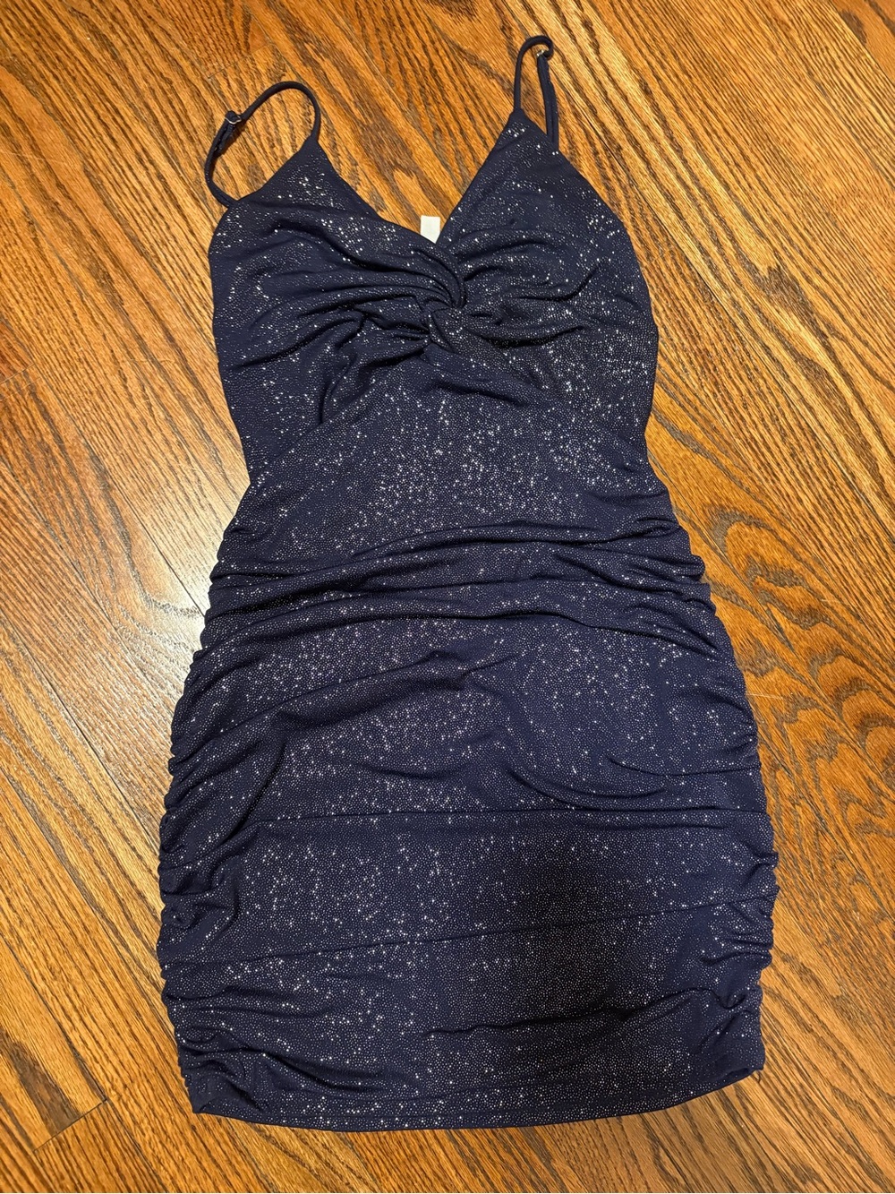Sparkle Navy Ruched Slip Dress - Women's Evening Dress